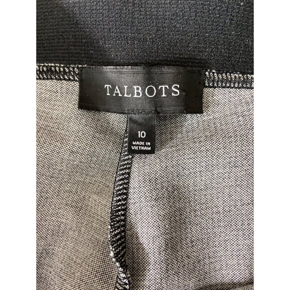Talbots Womens Pants Size 10 Black Gray Checked Pattern Slim Fit Preppy - Picture 4 of 8